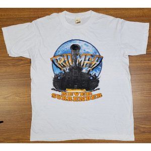 Vtg. Triumph Never Surrender Tank White Shirt Rock Band Medium M Screen Stars